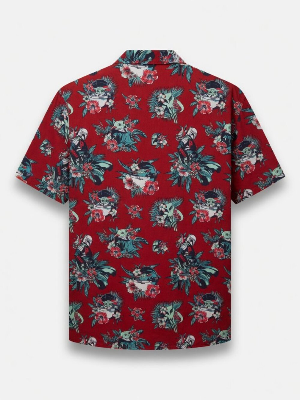 Star Wars Mandilorian and Grogu Floral Hawaiian Shirt Red XL - Picture 2 of 6